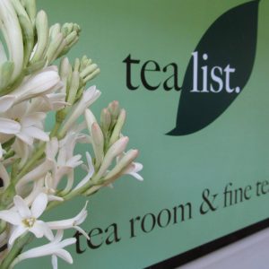 Tea List front sign with flowers